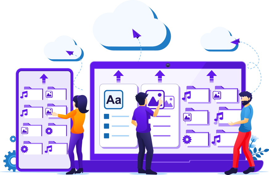 People uploading data to cloud